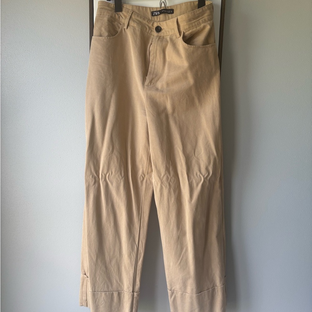 Zara Tan Wide-Leg Pants